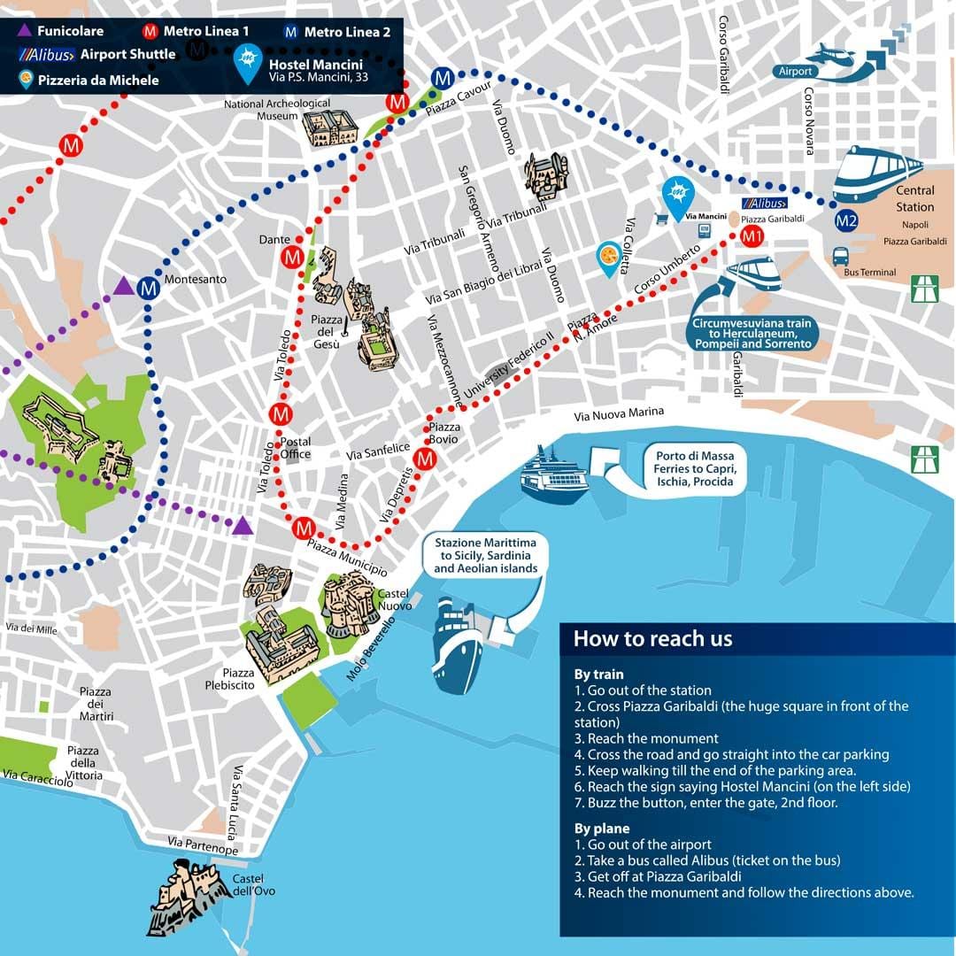 Napoli Merkez Tren İstasyonu haritası